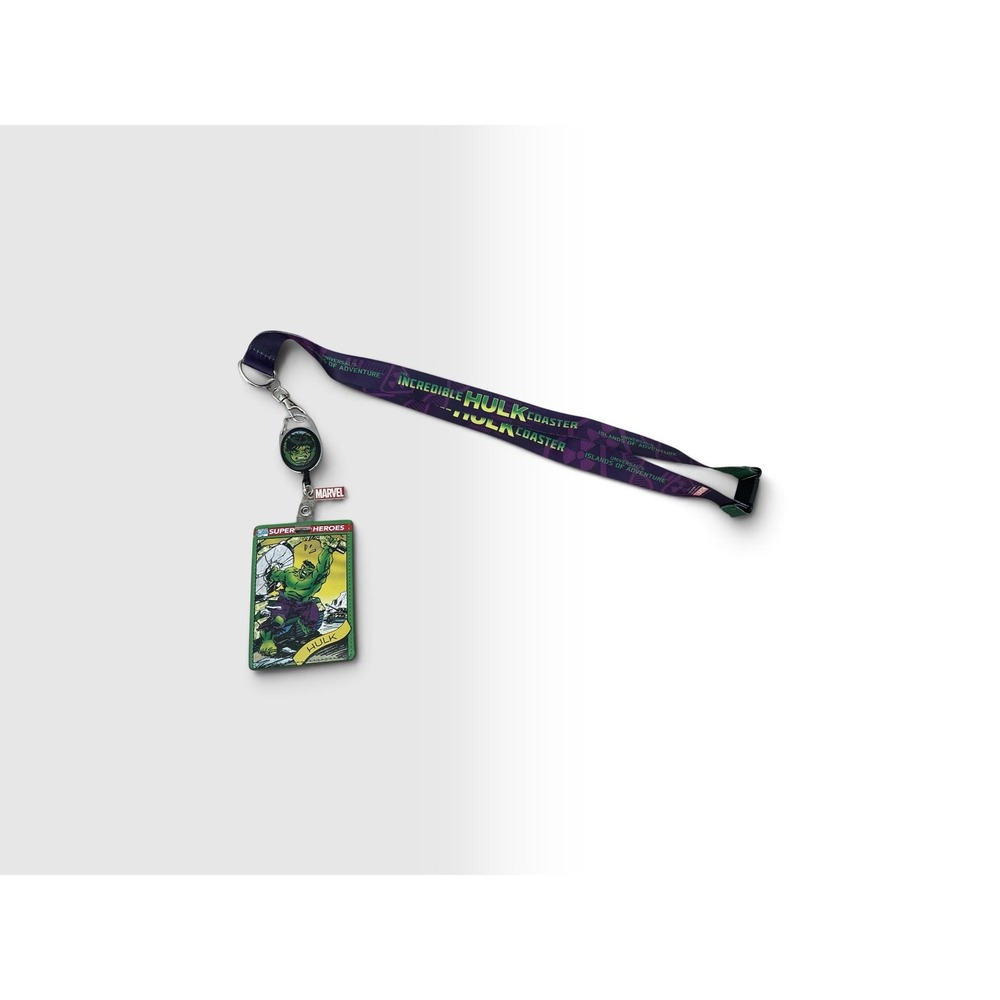 Universal Studios Marvel Hulk Coaster Lanyard Retractable Badge Holder ID Case